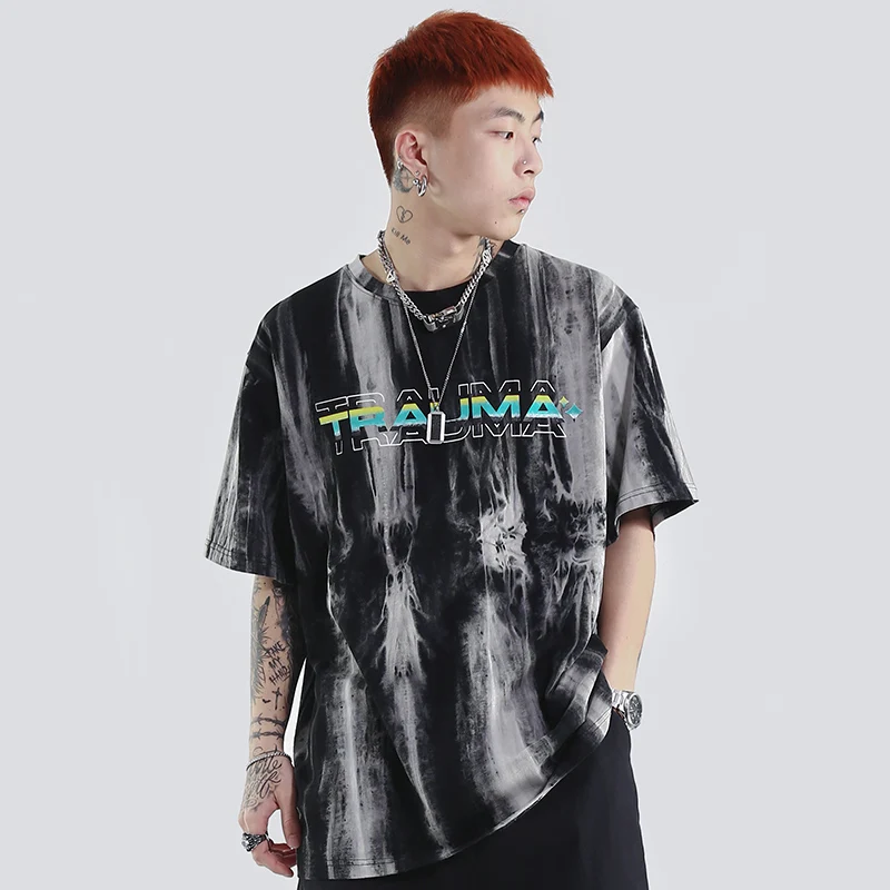 Мужская футболка в стиле хип-хоп уличная одежда Винтажная Blurry Dark летняя Harajuku с