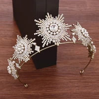 bride crown tiara wedding hair accessories rhinestone crystal crown princess diadem pearl headband bridal hair decoration