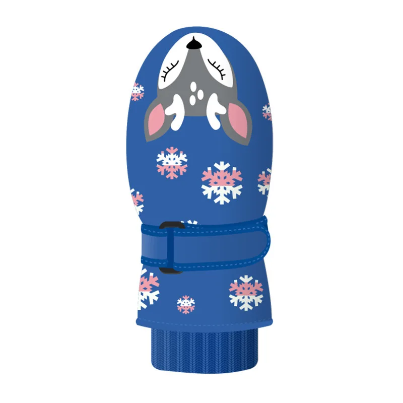 Winter Cartoon Gloves Kids 4 Layers Warm Waterproof Windproof Thick Ski Children Gloves Fashion Printing Cute Mittens 6-12years