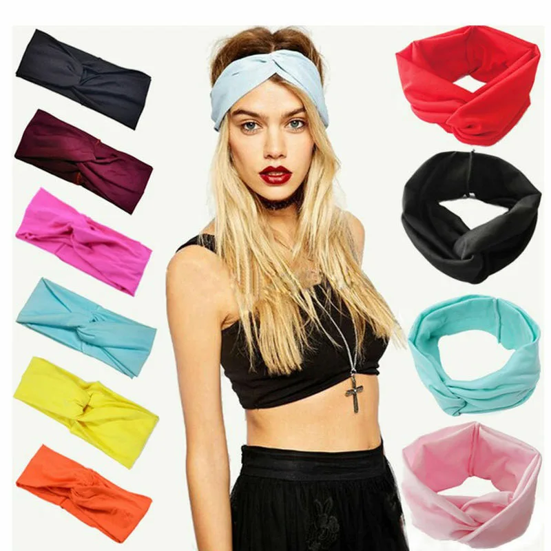 

Hot Women Cotton Turban Twist Knot Head Wrap Headband Twisted Knotted Hair Band