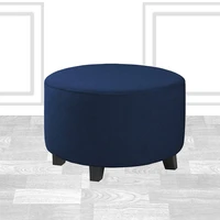 simple solid color round low stool footrest cover elastic all inclusive sofa pedal cover for hotel office living room stools