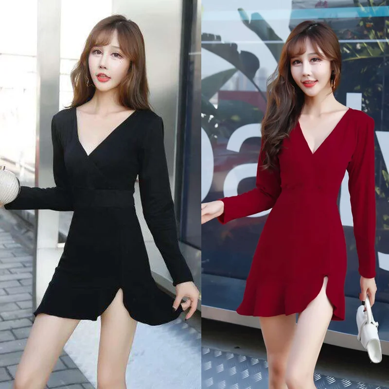 Женская одежда для ранней осени Новое Сексуальное Платье-Русалка с V-образным