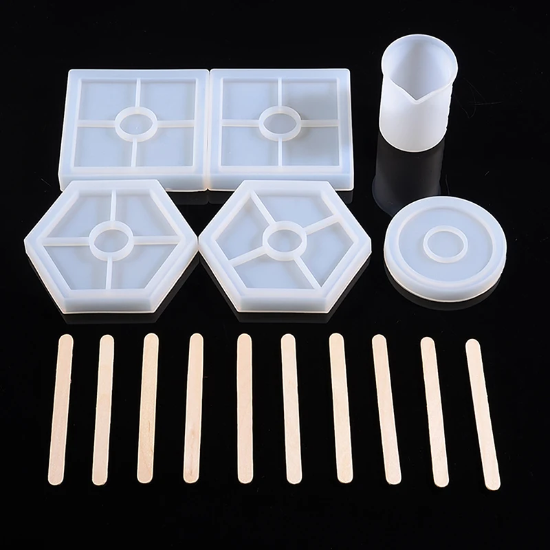 16 шт./компл. DIY Форма для литья смолы круглая квадратная шестиугольная форма горки