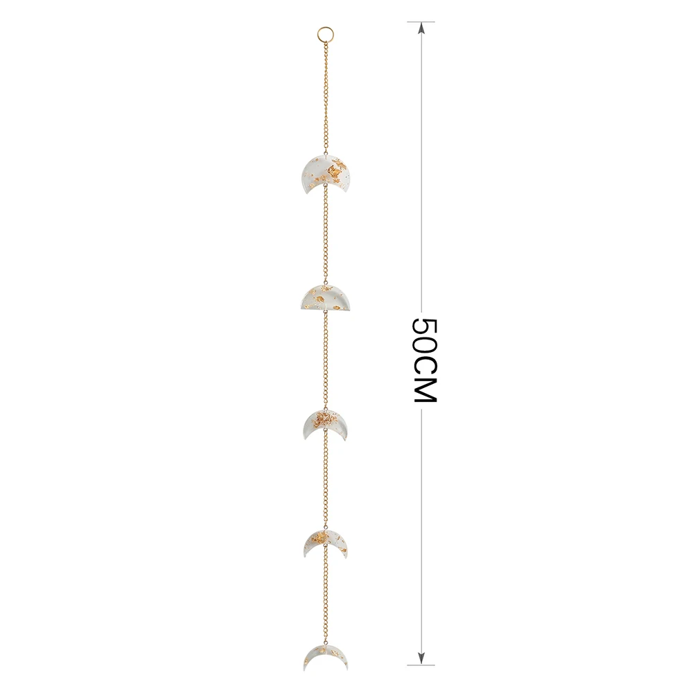 Подвесная цепочка в стиле бохо с изображением Луны небесного цвета золотыми