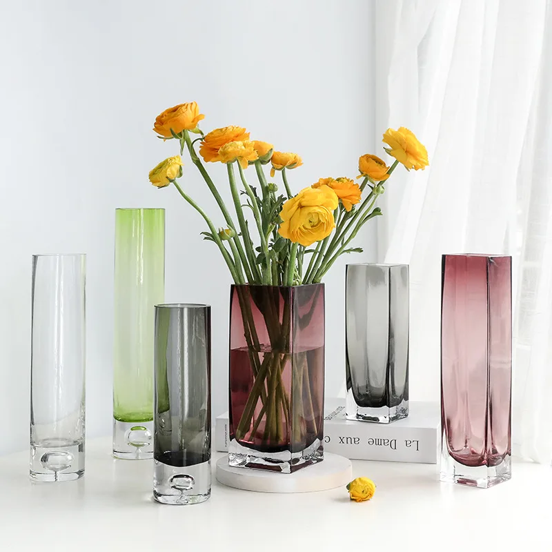 

Simple modern joker straight transparent crystal transparent glass vase flower hydroponics flower arrangement home decoration