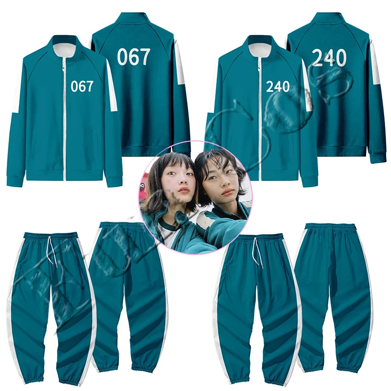 

Женская куртка для косплея по телевизору с принтом игра кальмар 067 Kang Sae Byeok 240 костюм для сестер Цзи Ён пары 456 толстовки Seong Gi Hun круглая шесте...