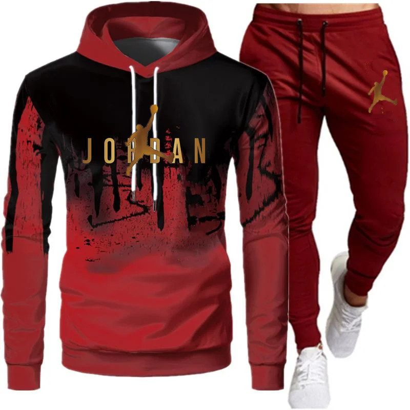 

Men Hooded Sweater JORDAN 23 Suit Hooded Fleece Tracksuit Jogging Sweatpants Pullover 3XL Autumn Winter