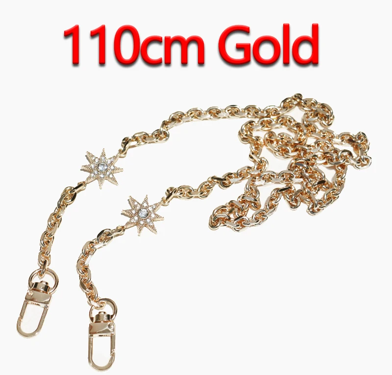 110cm Gold DIY 50 см-160 см Замена золотая металлическая цепочка Наплечные ремни для клатч Сумки, маленькие сумки модные 7 мм ручки для сумок ремни для сумок - Цвет: 110cm Gold