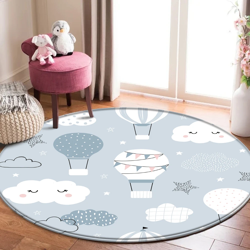 Мультяшный напольный нескользящий фланелевый ковер с рисунком облаков для
