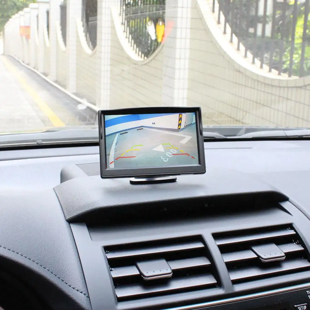 

DIYSECUR 5" Backup Car Monitor Waterproof Reversing Backup Rear View Camera 2In1 Car Parking System Kit