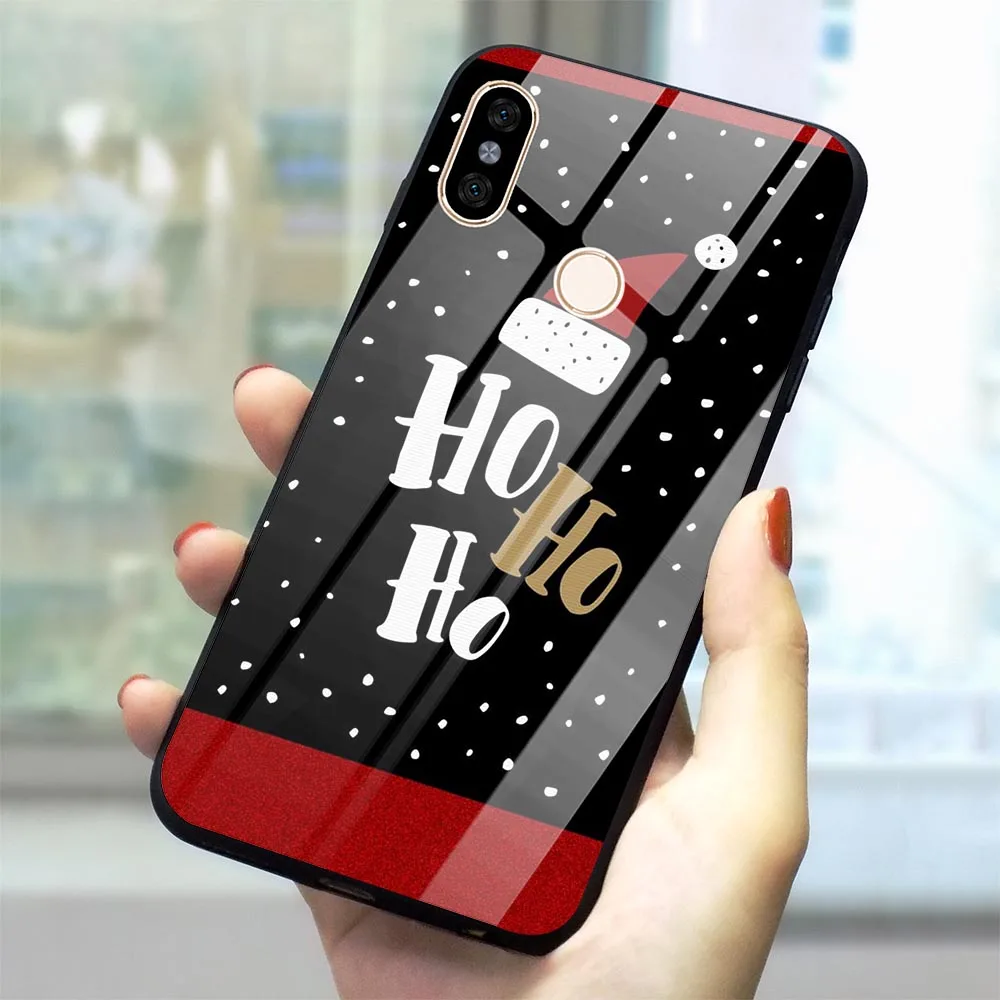 Новогодний чехол для телефона Xiao mi Pocophone F1 Note 5 6 7 Pro Red mi 4X 6A mi A1 A2 8 Lite 9 из закаленного стекла