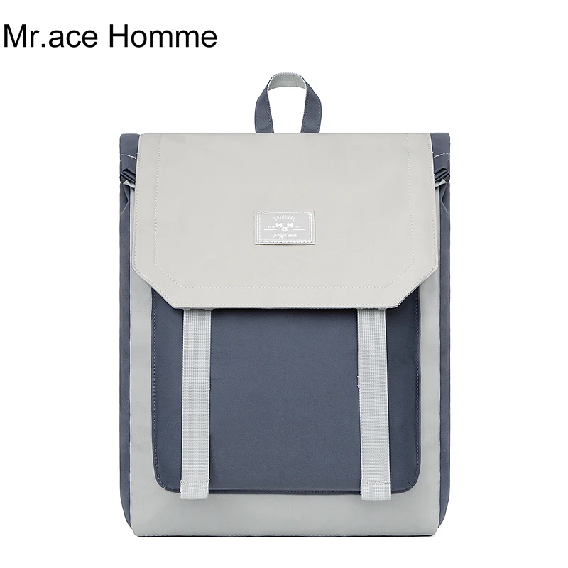 

Gray and Blue Mix Color Square Fashion School Backpack Women 15.6inch Laptop Backpack Girls College Bag Men Travel Bagpack Boy