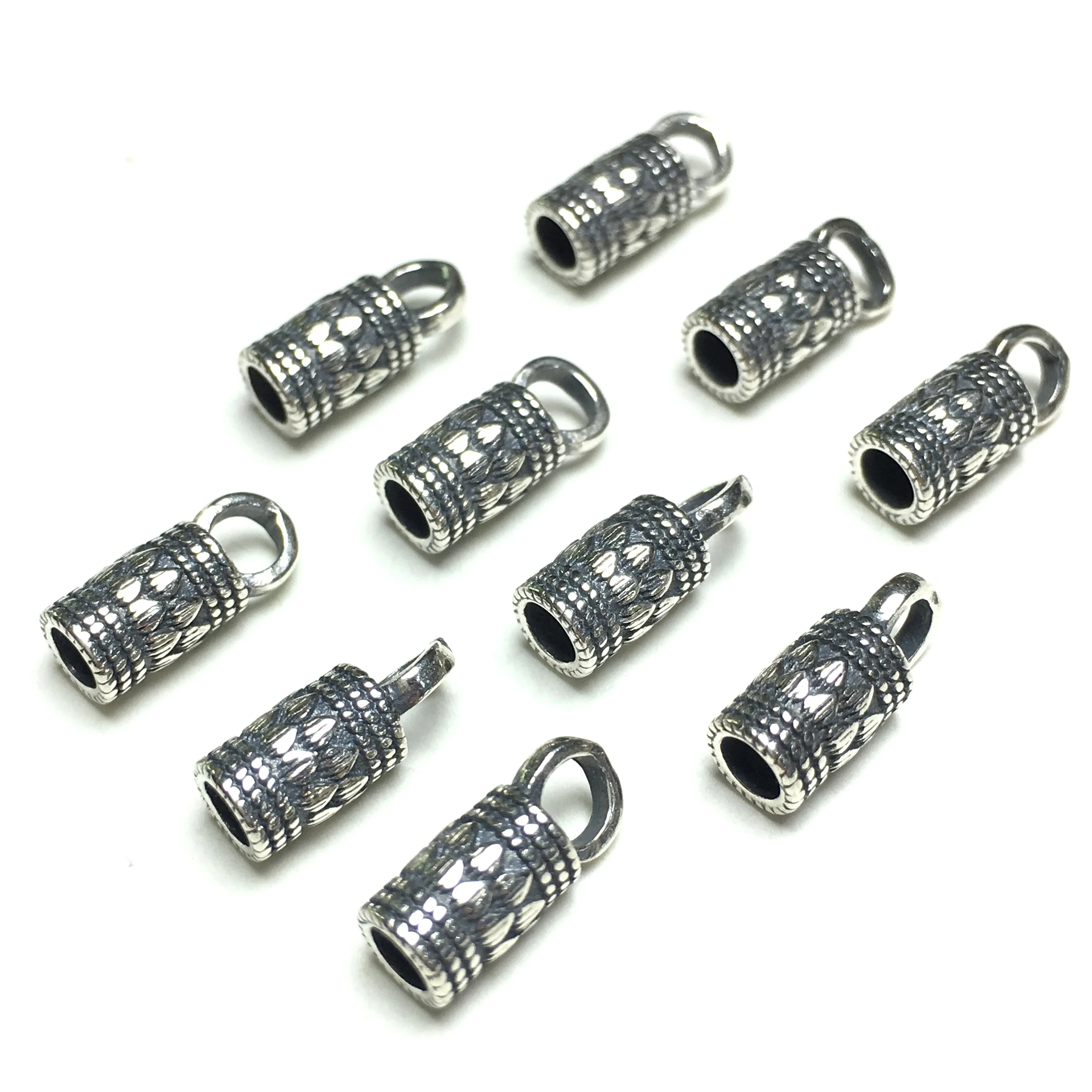 

4x12mm 10Pcs Carved Loose Spacer Tube 925 Sterling Silver Beads For Handmade Jewelry Making DIY Bracelets Necklace Accessories