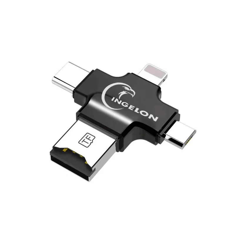 Micro SD ридер Microsd разъем с TF смарт-карты 8 Гб адаптер для iphone ios и Android телефонов OTG карт памяти ридер дропшиппинг - Цвет: 4in1-Reader-Black