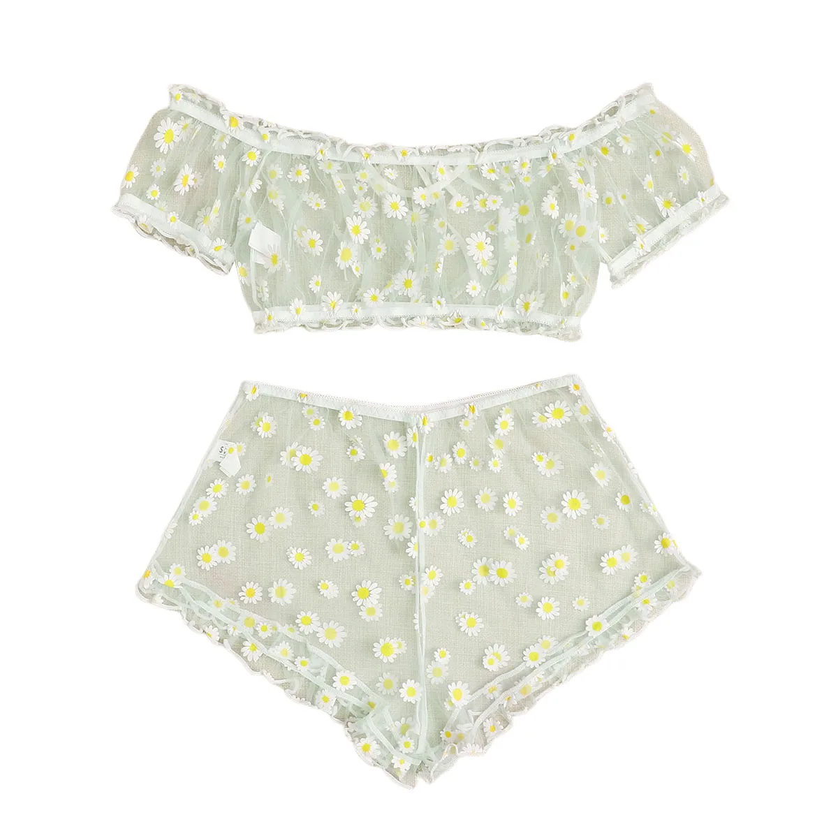 Женские привлекательные полусапожки с открытыми плечами цветочным принтом