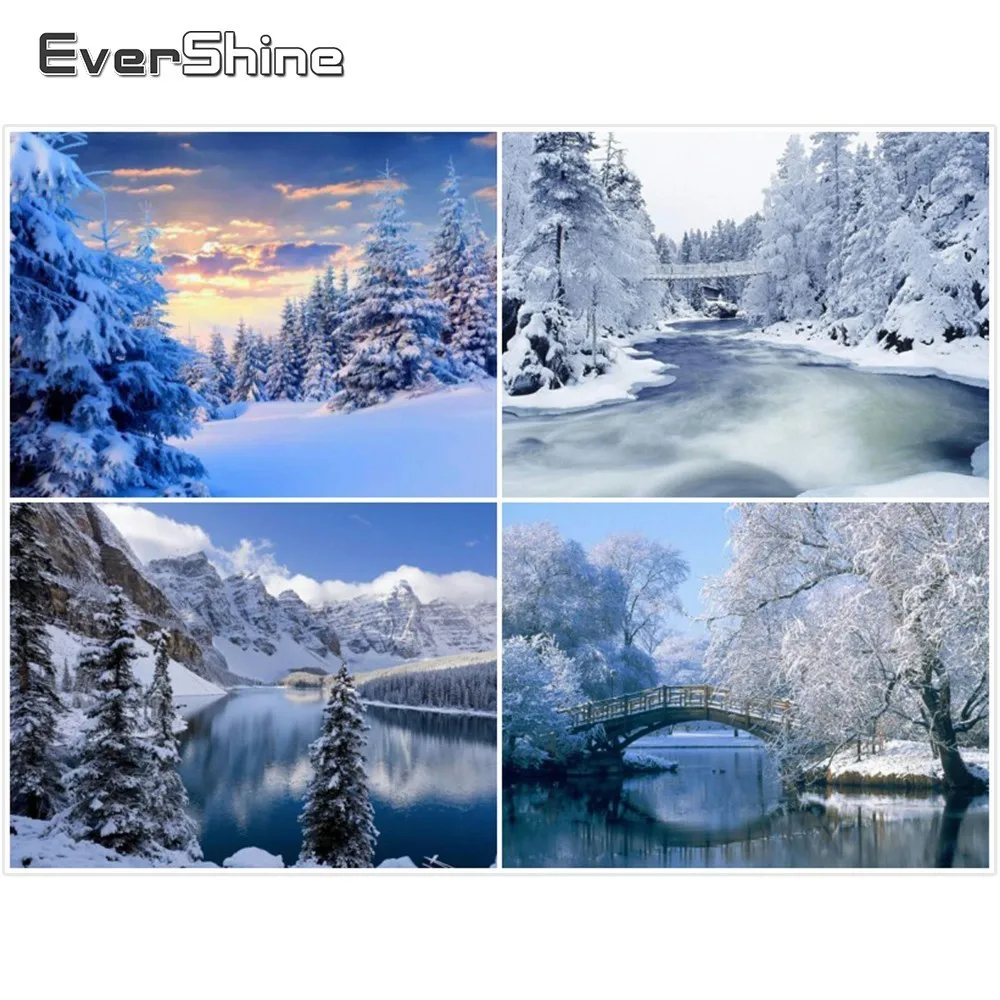 EverShine алмазная вышивка полная выкладка пейзаж зима мозаика дерево картины