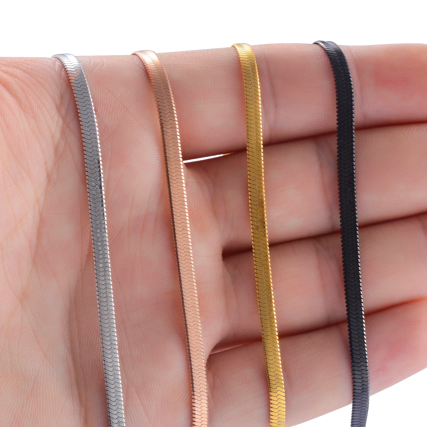 Цепочка с плоским лезвием из нержавеющей стали ожерелье для женщин мужчин