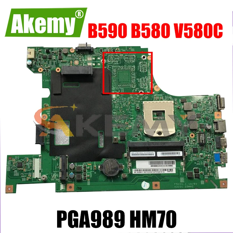 

Материнская плата Akemy для ноутбука 48 4XB01.011, подходит для Lenovo B590 B580 V580C, PGA989 HM70 DDR3 100%, протестированная работа