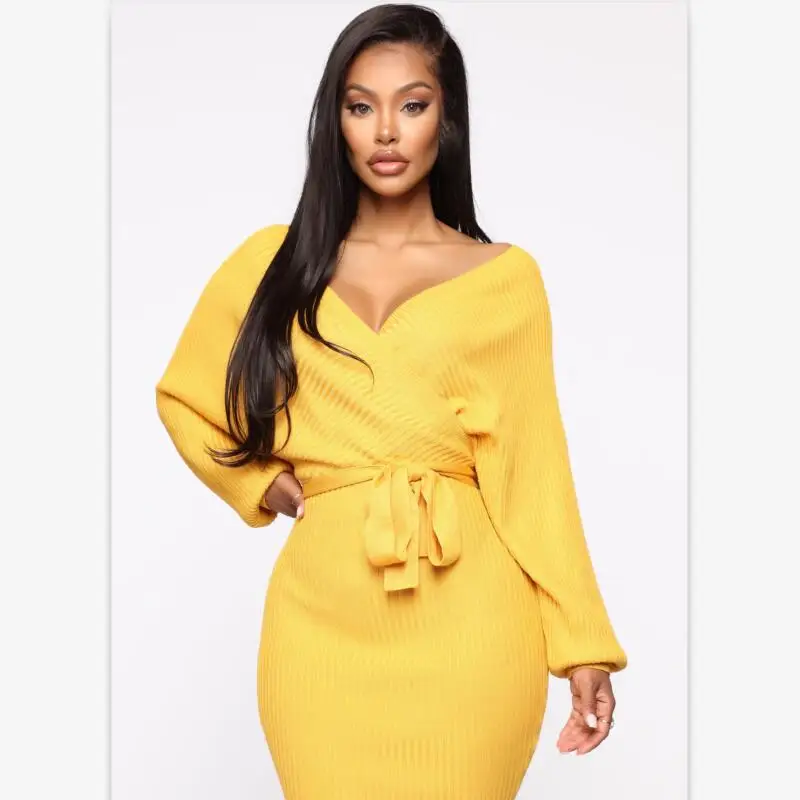 Женское новое осеннее платье с длинными рукавами сексуальное узкое обтягивающее