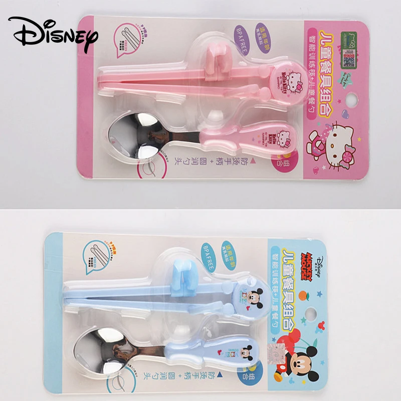 Дисней мультфильм Микки Минни для ложки и палочек набор дети учебные палочки еды