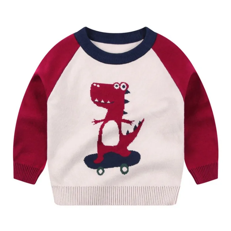 Двухслойный хлопковый свитер для мальчиков 2-6 лет с мультяшным принтом | Мать и
