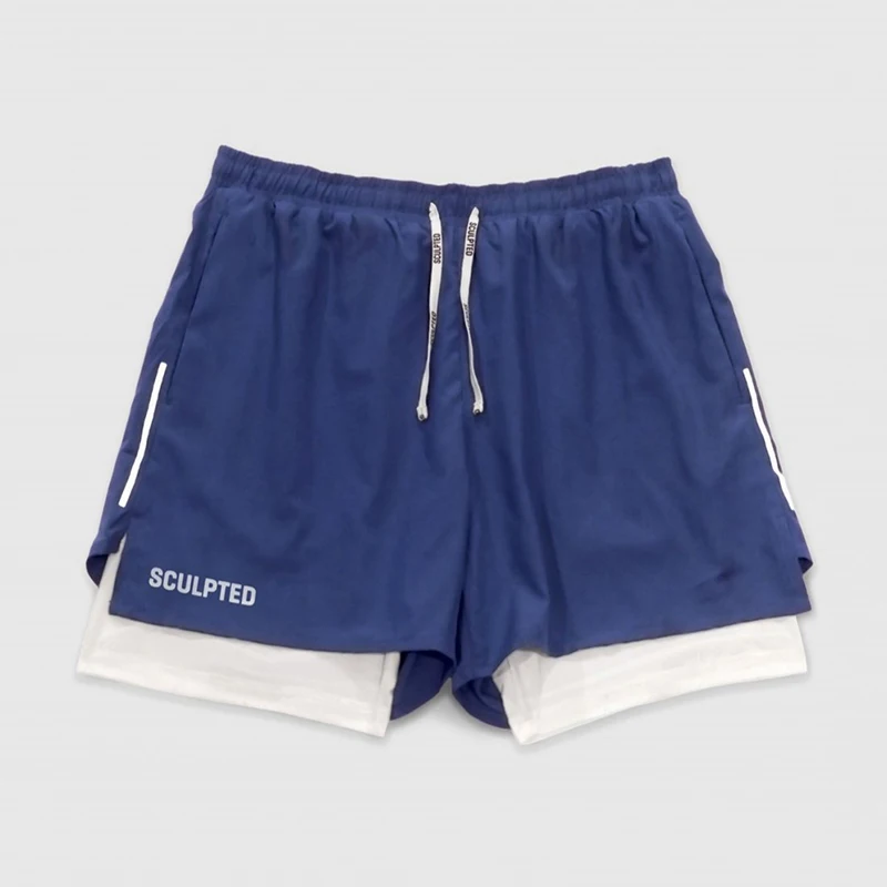 

2021 men's jogging sports casual shorts fitness running training breathable quick-drying shorts men's double five-point pants