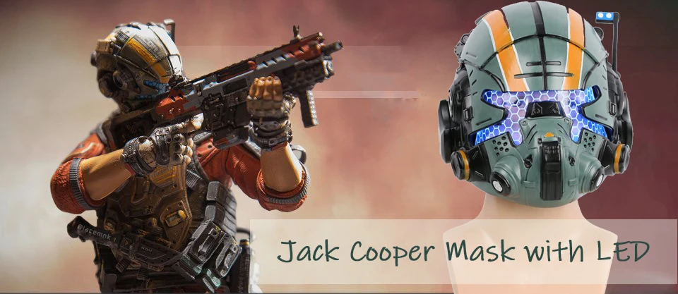 XCOSER Фирменная Новинка Titanfall 2 Jack Cooper шлем игра косплей Полная Голова маска Мужская крутая Косплей-реквизиты для вечеринки шлем со светодиодный светильник