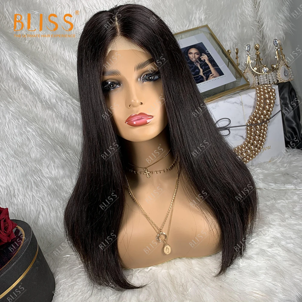 

BLISS Black Short 4x4 Lace Front Closure Bob Wigs Glueless 180% Density High Quality 100% Brazilian Remy Human Hair For Women