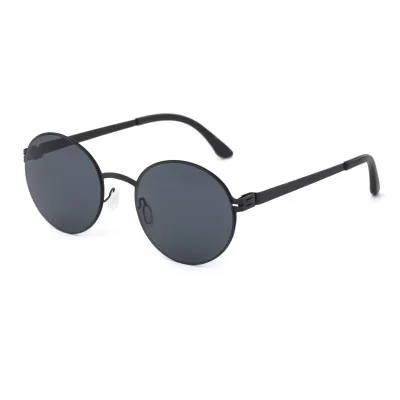 

Round frame sunglasses male spring leg 2021 new screwless steel IC sunglasses female sunglasses