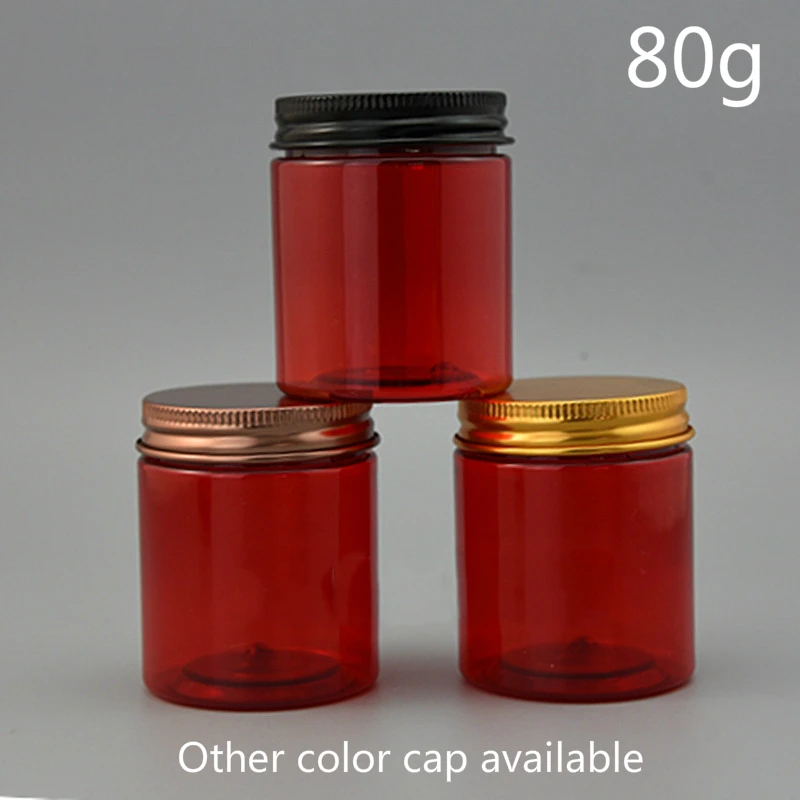 

10pcs 80g Red Plastic Empty Jar 3oz Cosmetic Body Lotion Cream Container Refillable Pill Capsule Coffee Spice Tea Travel Bottle