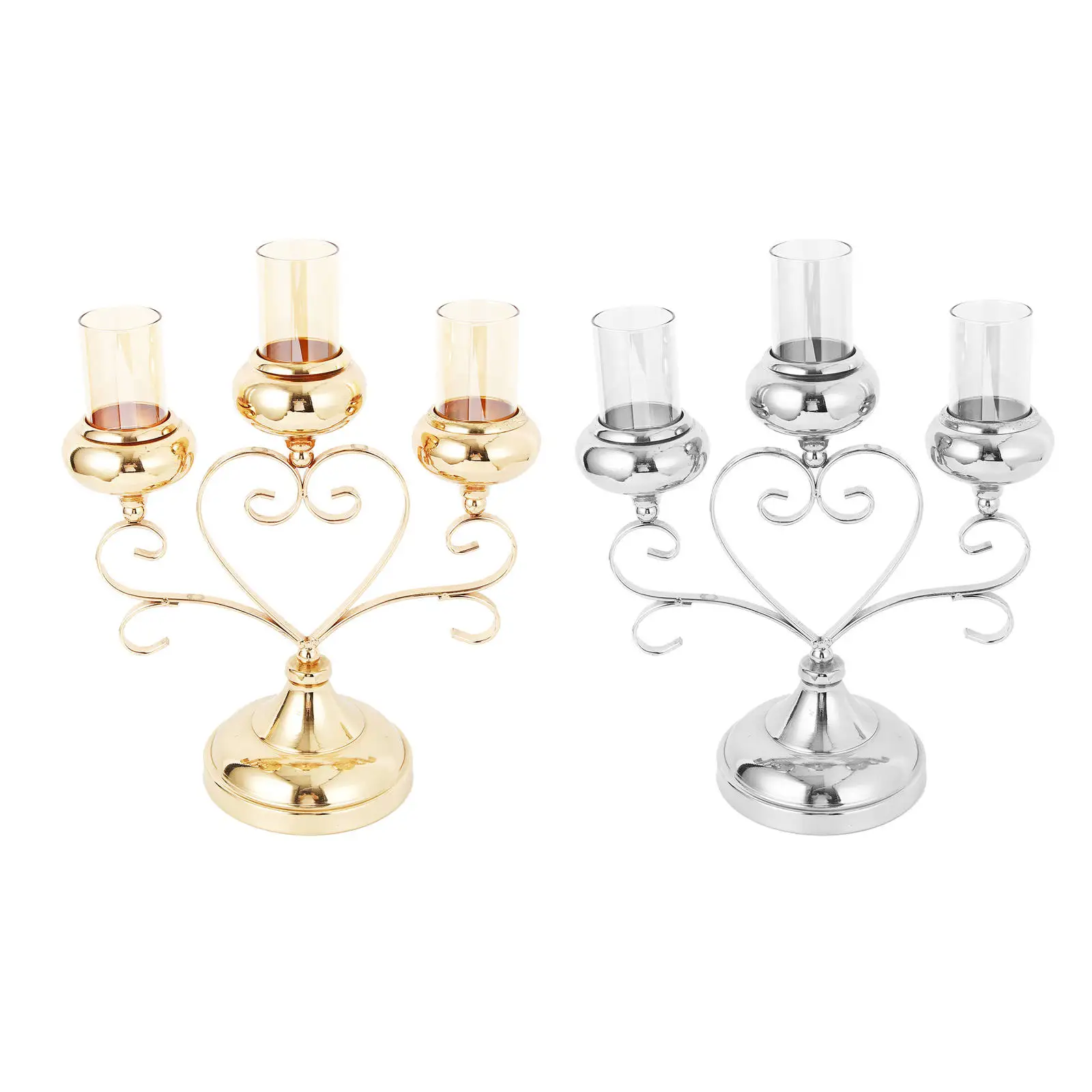 

3 Arms Decorative Metal Candle Holders Bowls Candlestick Candelabra Ornament