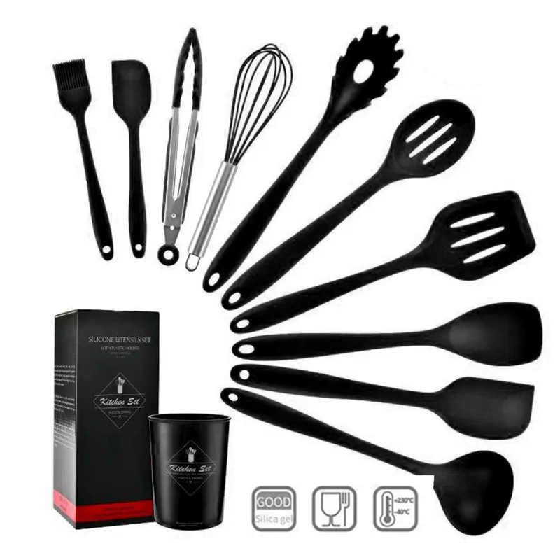utensilio de cozinha 11/12-itens, kit cozinha, silicone, utencilios para cozinha frete gratis,ferramentas de cozinha,utensilhos de cozinha,conjunto cozinha acessórios, alça de madeira,espátula colher, concha, pinça c - Цвет: 11-PCS kitchen set