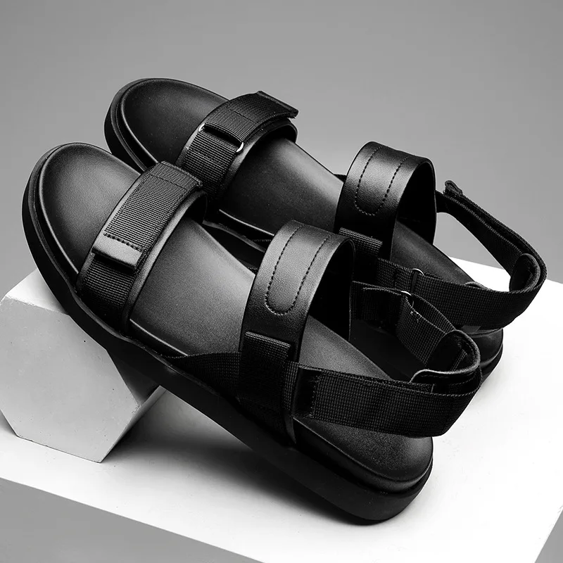Летние сандалии для мужчин кожаные классические римские 2019 тапки уличные