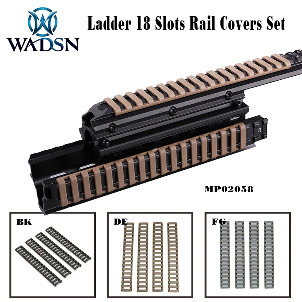 

WADSN Tactiacl 4x 18-Slot Picatinny Ladder Rail Panel Softair Handguard Protector Resistant Cover MP02058 Weapon Light Accessory