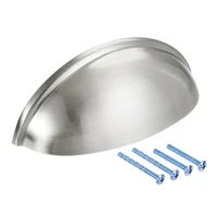 uxcell cup drawer handle pull 1 pack silvery 3 hole centers with m4x35 m4x45 screws for dresser kitchen cabinet