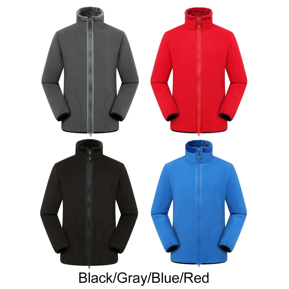 

Men Winter Thermal Fleece Jacket Outdoors Sports Coat Hiking Outdoor Windproof Thickened Fleece Jacket Double-sided Warmth