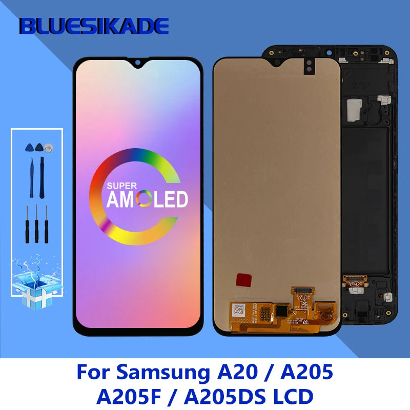 Super AMOLED для Samsung A20 LCD дисплей A205 SM A205F экран Galaxy запасные части|Экраны мобильных