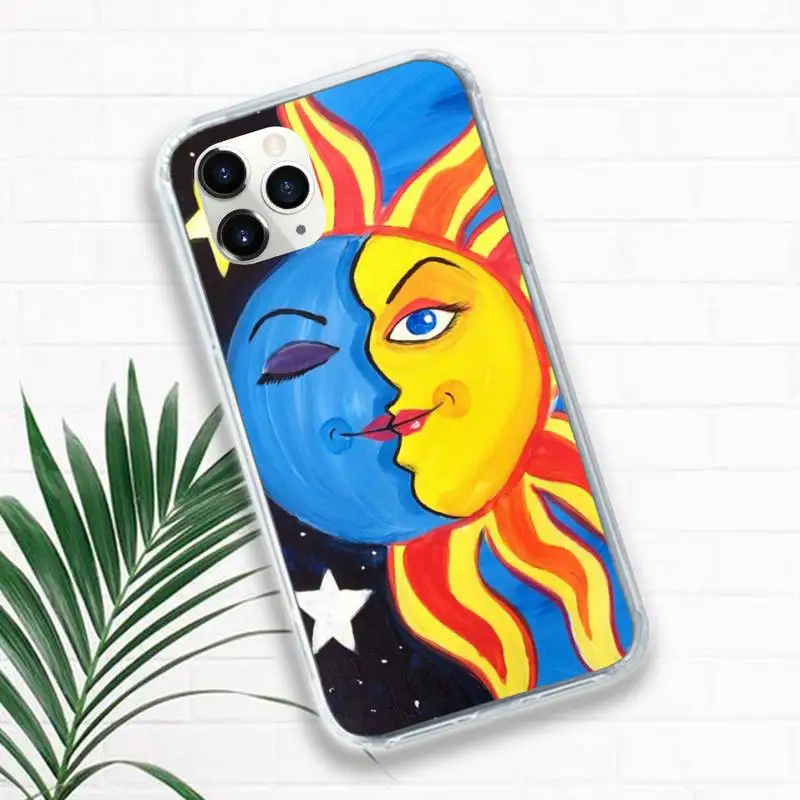 

Sun Moon Face Funny Phone Case for iPhone 11 12 pro XS MAX 8 7 6 6S Plus X 5S SE 2020 XR mini Luxury brand shell funda