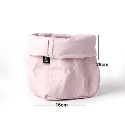 Pink M Розовая моющаяся сумка для хранения из крафт-бумаги, контейнер для кистей для макияжа, сумки для хранения еды и мелочей, органайзер для домашнего декора - Цвет: Pink M