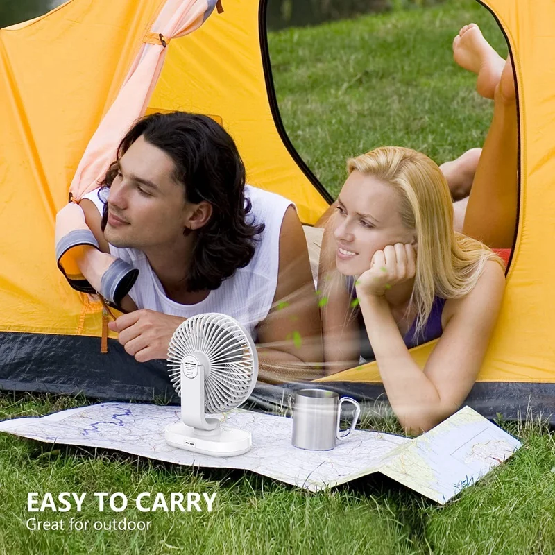 

USB Oscillation Mini Desk Fan Small Quiet Table Fan with 4 Speeds USB Rechargeable Battery Operated Personal Fan