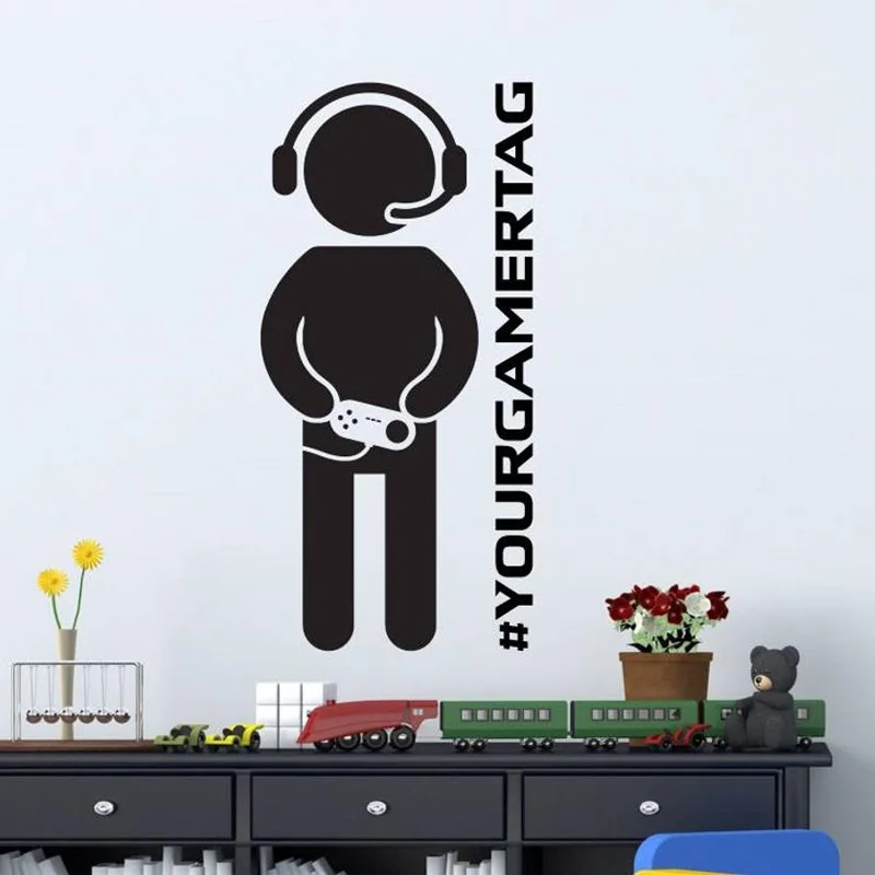 

Large Gaming Zone Wall Decal Boy Play Room Game Personalized Name Vinyl Sticker Bedroom Vinyl Home Decoration Door Dedor 2262