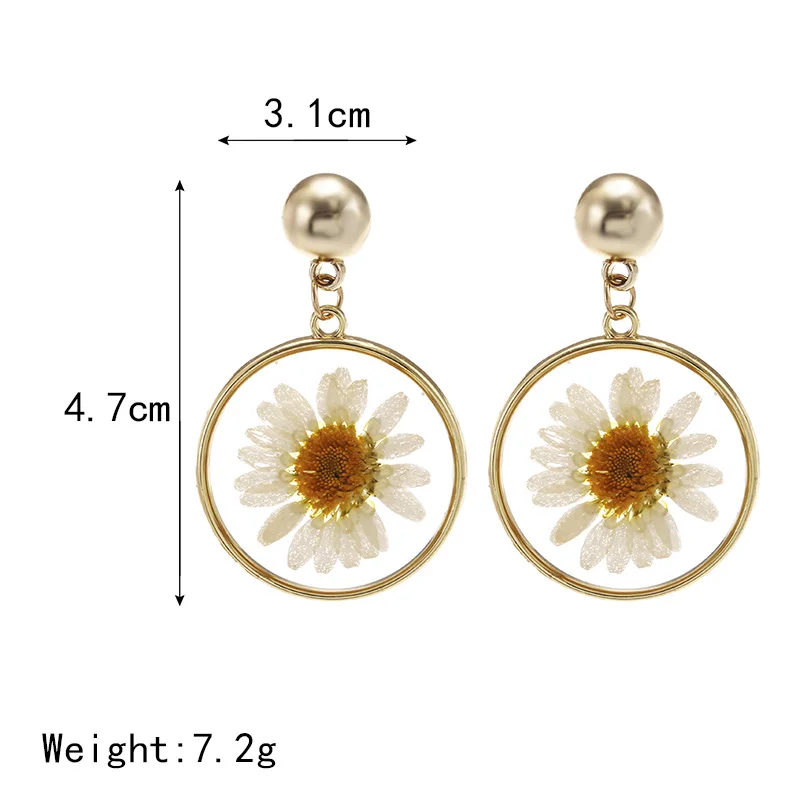 Серьги подвески в стиле бохо большие круглые акриловые серьги с подсолнухами