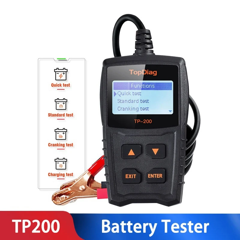 

Тестер TopDiag TP200 для автомобильного аккумулятора, диагностическая система запуска генератора, 12 В, ЖК-дисплей, инструмент для диагностики Sn
