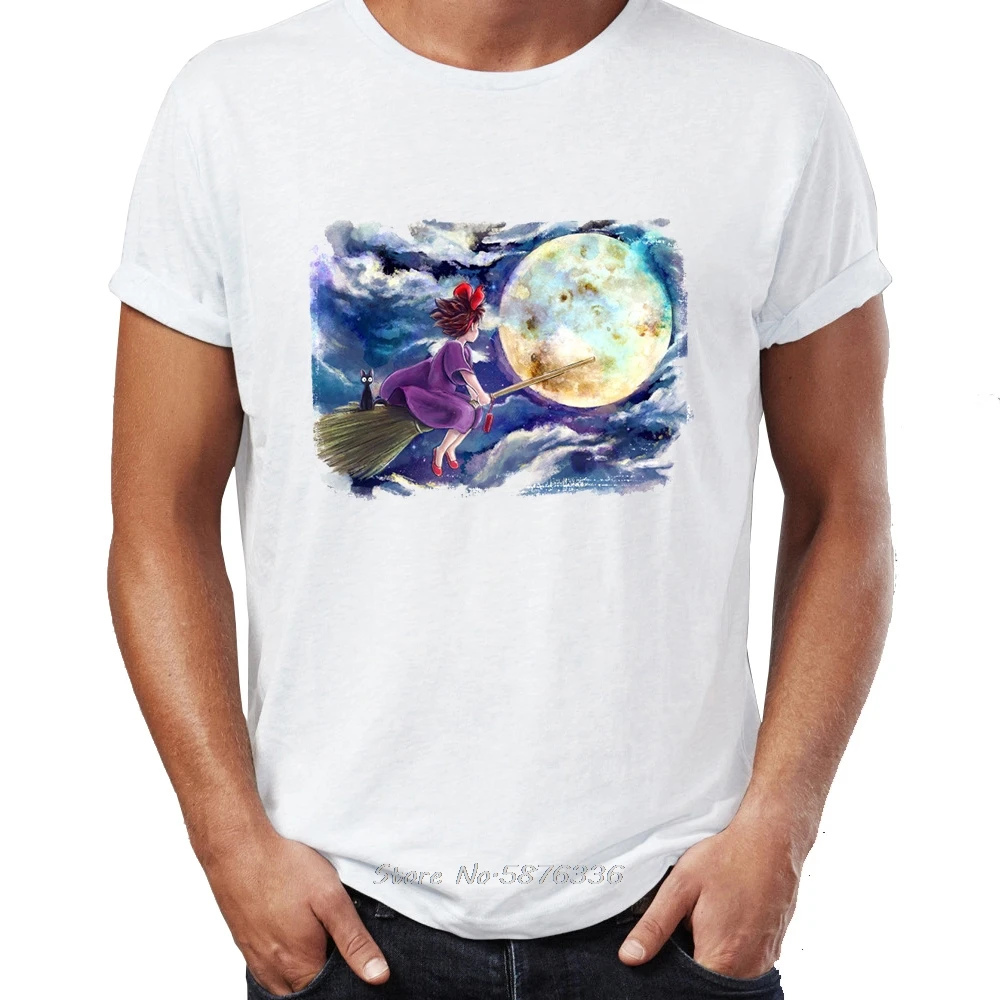 Мужские футболки летняя доставка служба Kiki Аниме Манга искусство Artsy