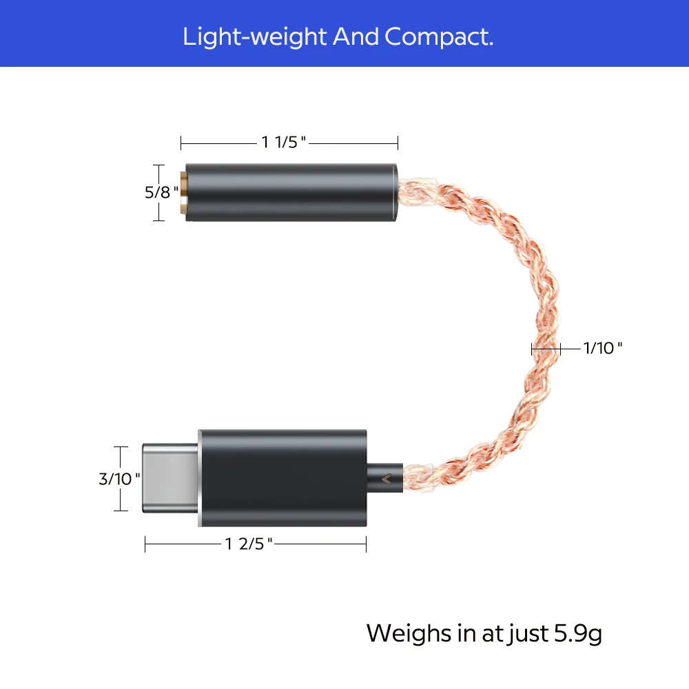 Dosmix DAC Earphone Amplifier Type-C to3.5mm audio adapter Qualcomm chip for Android Phone HiFi Headphone Audio Cable PCM 32bit |