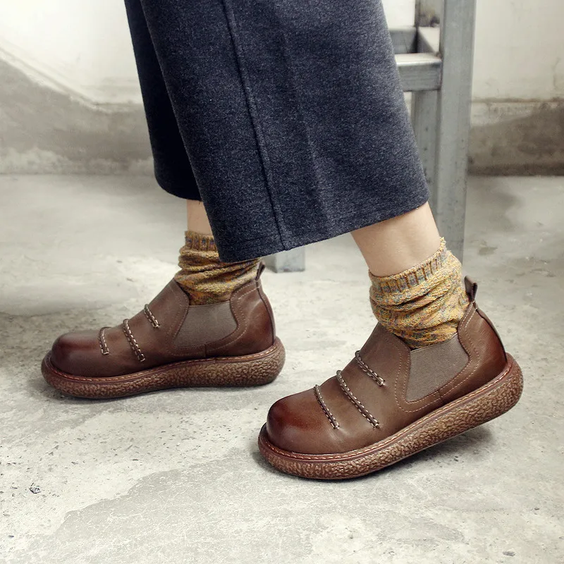 Careaymade-New original retro women's shoes,thick sole single shoes,large head handmade shoes,artistic doll shoes,6 colors