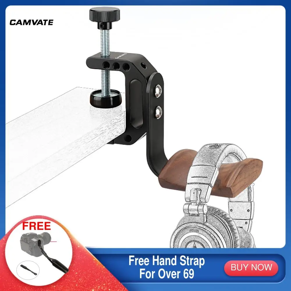 

CAMVATE Universal Wooden Headphone/Headset Stand Hanger With Super Crab Clamp & 1/4"-20 Thread Screw For Headphones Supporting