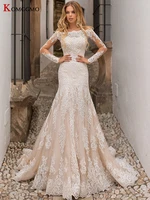 2022 new arrival strapless embroidery appliques mermaid wedding dress luxury full sleeve with jacket court train bridal gown