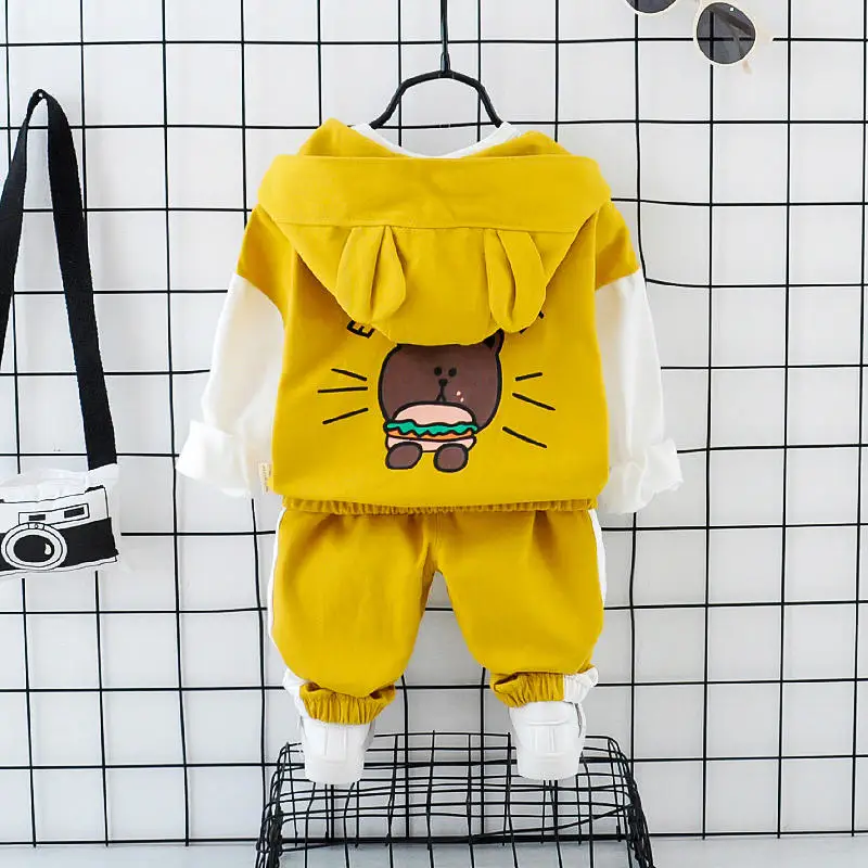 Детский Повседневный костюм с капюшоном для мальчиков и девочек 2 шт./компл.