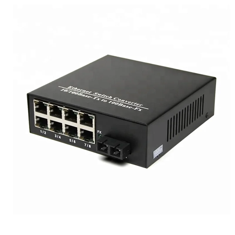 20-километровый одномодовый двухволоконный 8-портовый 100 Мбит/с RJ45 Ethernet оптический медиа-конвертер с разъемом SC от AliExpress RU&CIS NEW